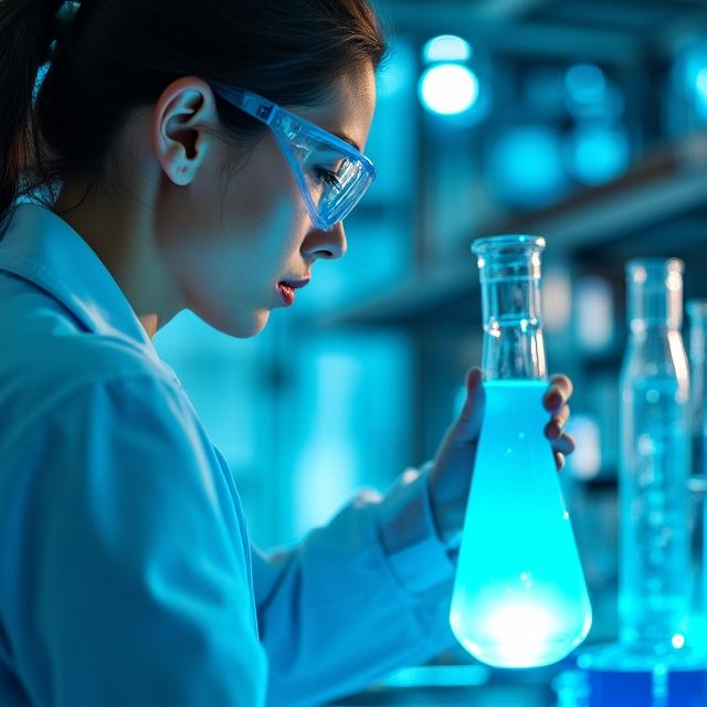 Ricercatore in laboratorio farmaceutico avanzato